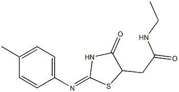 N-ethyl-2-{2-[(4-methylphenyl)imino]-4-oxo-1,3-thiazolidin-5-yl}acetamide Struktur