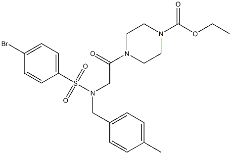 ethyl 4-{[[(4-bromophenyl)sulfonyl](4-methylbenzyl)amino]acetyl}piperazine-1-carboxylate Struktur