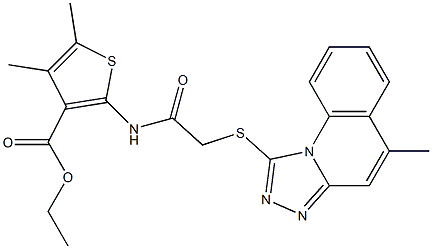 ethyl 4,5-dimethyl-2-({[(5-methyl[1,2,4]triazolo[4,3-a]quinolin-1-yl)sulfanyl]acetyl}amino)-3-thiophenecarboxylate Struktur