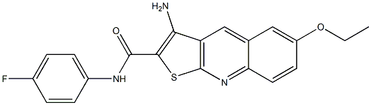 3-amino-6-ethoxy-N-(4-fluorophenyl)thieno[2,3-b]quinoline-2-carboxamide Struktur