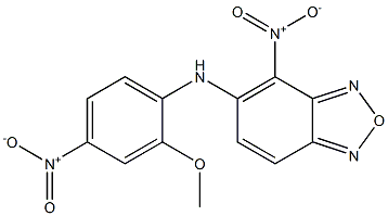 4-nitro-5-{4-nitro-2-methoxyanilino}-2,1,3-benzoxadiazole Struktur