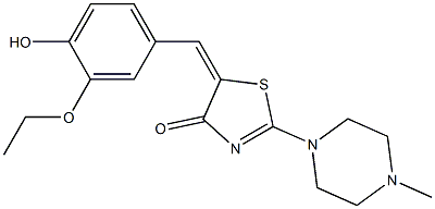 5-(3-ethoxy-4-hydroxybenzylidene)-2-(4-methyl-1-piperazinyl)-1,3-thiazol-4(5H)-one Struktur