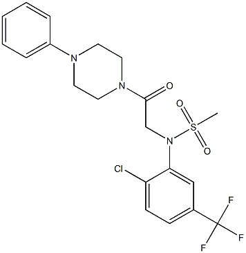 N-[2-chloro-5-(trifluoromethyl)phenyl]-N-[2-oxo-2-(4-phenyl-1-piperazinyl)ethyl]methanesulfonamide Struktur