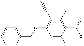 2-(benzylamino)-5-nitro-4,6-dimethylnicotinonitrile Struktur