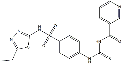 N-(5-ethyl-1,3,4-thiadiazol-2-yl)-4-({[(3-pyridinylcarbonyl)amino]carbothioyl}amino)benzenesulfonamide Struktur