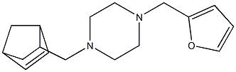 1-(bicyclo[2.2.1]hept-5-en-2-ylmethyl)-4-(2-furylmethyl)piperazine Struktur