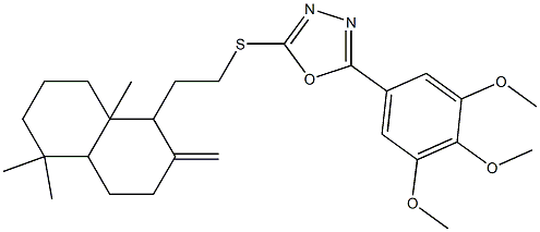 2-{[2-(5,5,8a-trimethyl-2-methylenedecahydro-1-naphthalenyl)ethyl]sulfanyl}-5-(3,4,5-trimethoxyphenyl)-1,3,4-oxadiazole Struktur