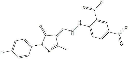 4-[(2-{2,4-bisnitrophenyl}hydrazino)methylene]-2-(4-fluorophenyl)-5-methyl-2,4-dihydro-3H-pyrazol-3-one Struktur