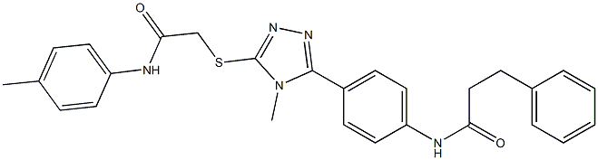 N-[4-(4-methyl-5-{[2-oxo-2-(4-toluidino)ethyl]sulfanyl}-4H-1,2,4-triazol-3-yl)phenyl]-3-phenylpropanamide Struktur