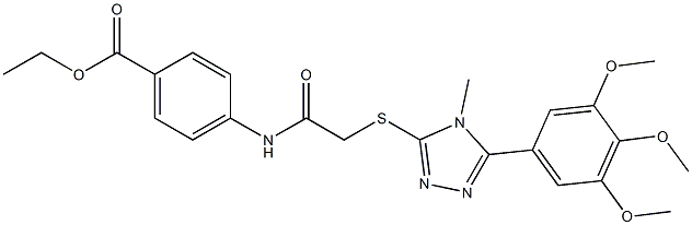 ethyl 4-[({[4-methyl-5-(3,4,5-trimethoxyphenyl)-4H-1,2,4-triazol-3-yl]sulfanyl}acetyl)amino]benzoate Struktur