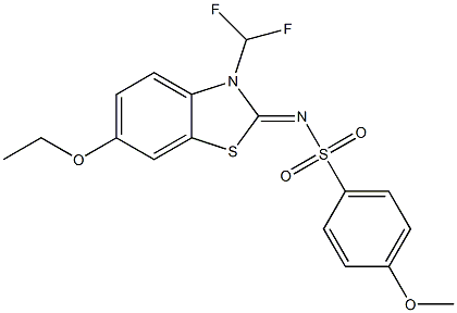 N-(3-(difluoromethyl)-6-ethoxy-1,3-benzothiazol-2(3H)-ylidene)-4-methoxybenzenesulfonamide Struktur