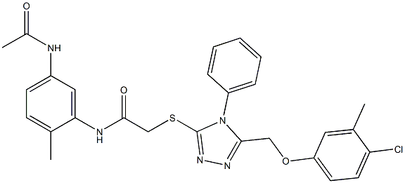 N-[5-(acetylamino)-2-methylphenyl]-2-({5-[(4-chloro-3-methylphenoxy)methyl]-4-phenyl-4H-1,2,4-triazol-3-yl}sulfanyl)acetamide Struktur