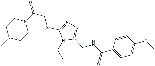 N-[(4-ethyl-5-{[2-(4-methyl-1-piperazinyl)-2-oxoethyl]sulfanyl}-4H-1,2,4-triazol-3-yl)methyl]-4-methoxybenzamide Struktur