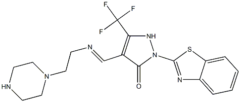 2-(1,3-benzothiazol-2-yl)-4-({[2-(1-piperazinyl)ethyl]imino}methyl)-5-(trifluoromethyl)-1,2-dihydro-3H-pyrazol-3-one Struktur