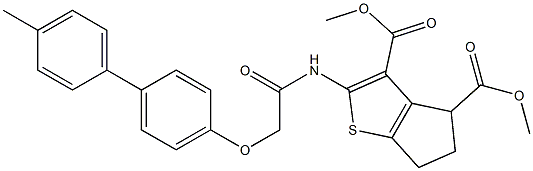 dimethyl 2-({[(4'-methyl[1,1'-biphenyl]-4-yl)oxy]acetyl}amino)-5,6-dihydro-4H-cyclopenta[b]thiophene-3,4-dicarboxylate Struktur