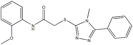 N-[2-(methyloxy)phenyl]-2-[(4-methyl-5-phenyl-4H-1,2,4-triazol-3-yl)sulfanyl]acetamide Struktur