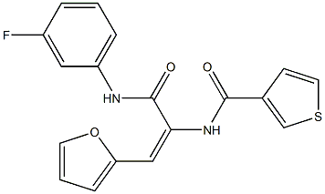 N-[1-[(3-fluoroanilino)carbonyl]-2-(2-furyl)vinyl]-3-thiophenecarboxamide Struktur