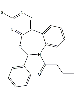 7-butyryl-3-(methylsulfanyl)-6-phenyl-6,7-dihydro[1,2,4]triazino[5,6-d][3,1]benzoxazepine Struktur