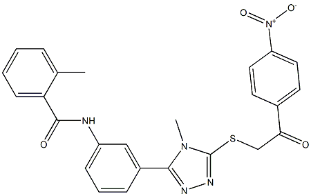 N-(3-{5-[(2-{4-nitrophenyl}-2-oxoethyl)sulfanyl]-4-methyl-4H-1,2,4-triazol-3-yl}phenyl)-2-methylbenzamide Struktur