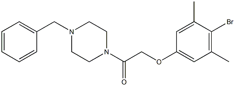 2-(4-benzyl-1-piperazinyl)-2-oxoethyl 4-bromo-3,5-dimethylphenyl ether Struktur