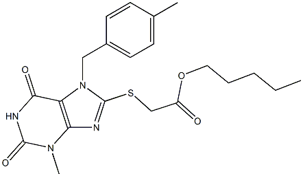 pentyl {[3-methyl-7-(4-methylbenzyl)-2,6-dioxo-2,3,6,7-tetrahydro-1H-purin-8-yl]sulfanyl}acetate Struktur