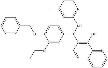 7-{[4-(benzyloxy)-3-ethoxyphenyl][(4-methyl-2-pyridinyl)amino]methyl}-8-quinolinol Struktur