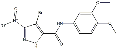 4-bromo-N-(3,4-dimethoxyphenyl)-3-nitro-1H-pyrazole-5-carboxamide Struktur