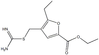 ethyl 4-({[amino(imino)methyl]sulfanyl}methyl)-5-ethyl-2-furoate Struktur