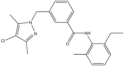 3-[(4-chloro-3,5-dimethyl-1H-pyrazol-1-yl)methyl]-N-(2-ethyl-6-methylphenyl)benzamide Struktur