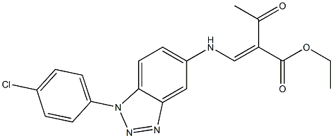 ethyl 2-acetyl-3-{[1-(4-chlorophenyl)-1H-1,2,3-benzotriazol-5-yl]amino}acrylate Struktur