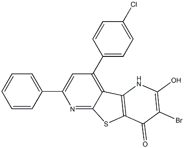 3-bromo-9-(4-chlorophenyl)-2-hydroxy-7-phenylpyrido[2',3':4,5]thieno[2,3-b]pyridin-4(1H)-one Struktur