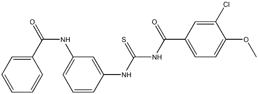 N-[3-({[(3-chloro-4-methoxybenzoyl)amino]carbothioyl}amino)phenyl]benzamide Struktur