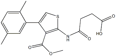 4-{[4-(2,5-dimethylphenyl)-3-(methoxycarbonyl)-2-thienyl]amino}-4-oxobutanoic acid Struktur