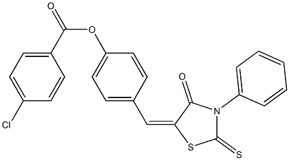 4-[(4-oxo-3-phenyl-2-thioxo-1,3-thiazolidin-5-ylidene)methyl]phenyl 4-chlorobenzoate Struktur