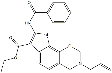 ethyl 3-allyl-8-(benzoylamino)-3,4-dihydro-2H-thieno[3,2-h][1,3]benzoxazine-7-carboxylate Struktur