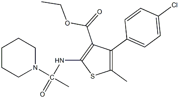 ethyl 4-(4-chlorophenyl)-5-methyl-2-[(1-piperidinylacetyl)amino]-3-thiophenecarboxylate Struktur