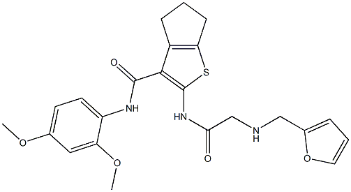 N-(2,4-dimethoxyphenyl)-2-({[(2-furylmethyl)amino]acetyl}amino)-5,6-dihydro-4H-cyclopenta[b]thiophene-3-carboxamide Struktur