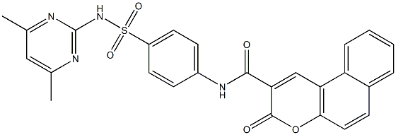 N-(4-{[(4,6-dimethyl-2-pyrimidinyl)amino]sulfonyl}phenyl)-3-oxo-3H-benzo[f]chromene-2-carboxamide Struktur