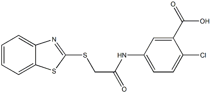 5-{[(1,3-benzothiazol-2-ylsulfanyl)acetyl]amino}-2-chlorobenzoic acid Struktur