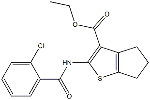 ethyl 2-[(2-chlorobenzoyl)amino]-5,6-dihydro-4H-cyclopenta[b]thiophene-3-carboxylate Struktur