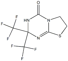 2,2-bis(trifluoromethyl)-2,3,6,7-tetrahydro-4H-[1,3]thiazolo[3,2-a][1,3,5]triazin-4-one Struktur