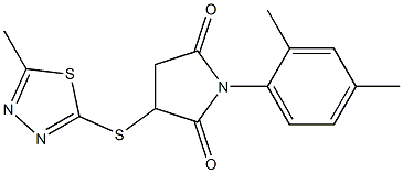 1-(2,4-dimethylphenyl)-3-[(5-methyl-1,3,4-thiadiazol-2-yl)sulfanyl]-2,5-pyrrolidinedione Struktur