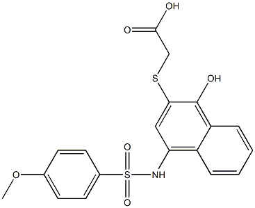 [(1-hydroxy-4-{[(4-methoxyphenyl)sulfonyl]amino}-2-naphthyl)sulfanyl]acetic acid Struktur