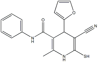 5-cyano-4-(2-furyl)-2-methyl-N-phenyl-6-sulfanyl-1,4-dihydro-3-pyridinecarboxamide Struktur