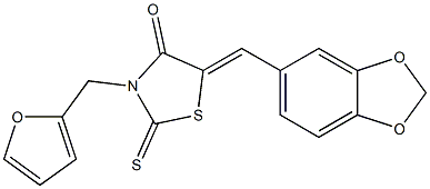 5-(1,3-benzodioxol-5-ylmethylene)-3-(2-furylmethyl)-2-thioxo-1,3-thiazolidin-4-one Struktur