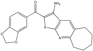 (3-amino-6,7,8,9-tetrahydro-5H-cyclohepta[b]thieno[3,2-e]pyridin-2-yl)(1,3-benzodioxol-5-yl)methanone Struktur