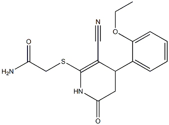 2-{[3-cyano-4-(2-ethoxyphenyl)-6-oxo-1,4,5,6-tetrahydro-2-pyridinyl]sulfanyl}acetamide Struktur