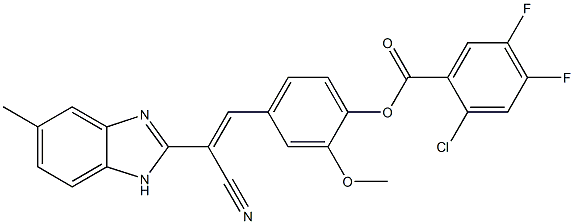 4-[2-cyano-2-(5-methyl-1H-benzimidazol-2-yl)vinyl]-2-methoxyphenyl 2-chloro-4,5-difluorobenzoate Struktur