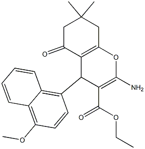 ethyl 2-amino-7,7-dimethyl-4-[4-(methyloxy)naphthalen-1-yl]-5-oxo-5,6,7,8-tetrahydro-4H-chromene-3-carboxylate Struktur