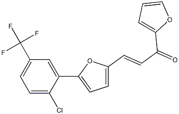 3-{5-[2-chloro-5-(trifluoromethyl)phenyl]-2-furyl}-1-(2-furyl)-2-propen-1-one Struktur